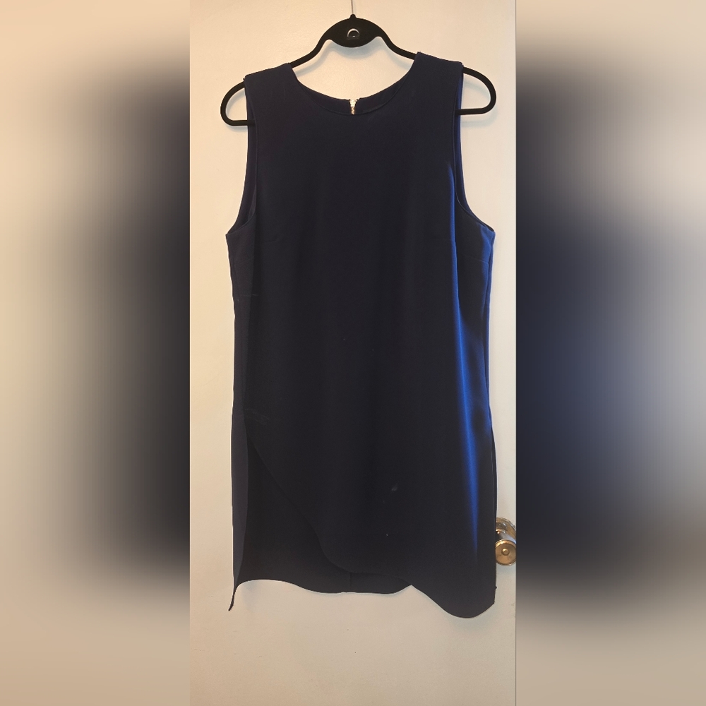 White House Black Market Asymmetrical Navy Tunic Top